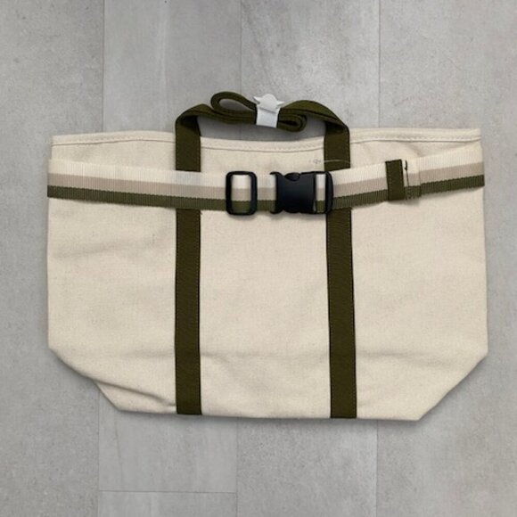 NWT DSW Exclusive Ivory Green Canvas Tote Bag with Travel Strap - Picture 9 of 11